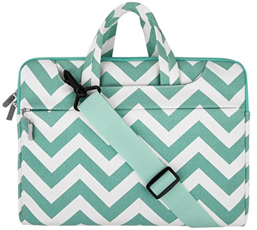 Product Cover MOSISO Laptop Shoulder Bag Compatible with 2019 MacBook Pro 16 inch with Touch Bar A2141, 15-15.6 inch MacBook Pro Retina 2012-2019, Notebook, Chevron Carrying Handbag Briefcase Sleeve, Hot Blue