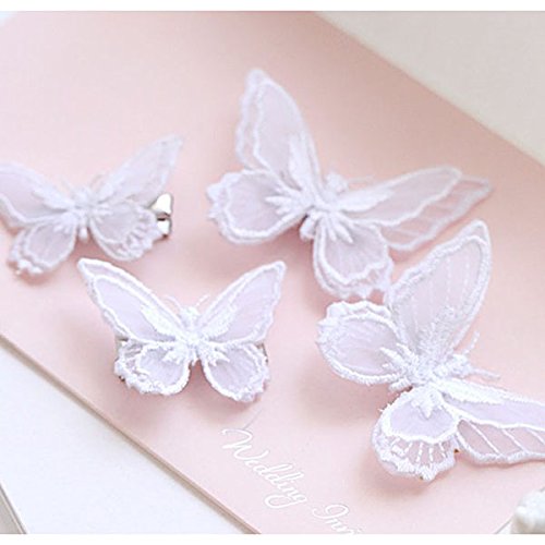 Product Cover Tinksky Butterfly Hair Clips Lace Hair Bows Pins Hair Accessories for Women Girls, Pack of 10, White