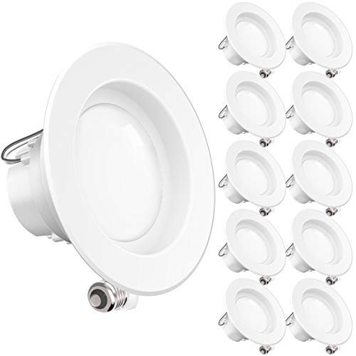 Product Cover Sunco Lighting 10 Pack 4 Inch LED Recessed Downlight, Smooth Trim, Dimmable, 11W=40W, 4000K Cool White, 660 LM, Damp Rated, Simple Retrofit Installation - UL + Energy Star
