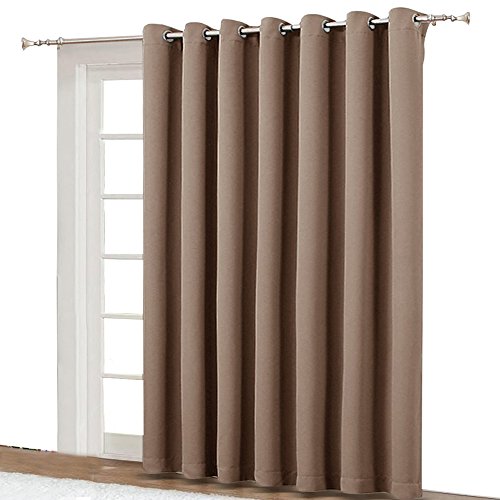 Product Cover NICETOWN Blackout Blinds for Patio Door - Sliding Door Insulated Blackout Curtains, Extra Wide Curtain for Villa/Hall/Parlor (100 inches W x 84 inches L, Cappuccino)