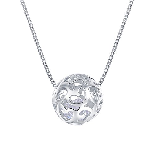 Product Cover Merdia 925 Sterling Silver Necklaces with Pendant Cut Beads Ball Chain Necklace for Women Charm Jewelry