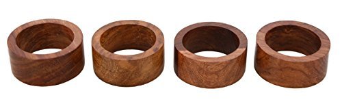 Product Cover ShalinIndia Handmade Wooden Napkin - Holder Set of 4 Napkin Rings - Artisan Crafted in India - Napkin Holders