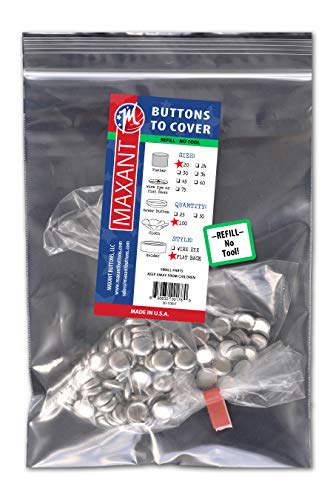 Product Cover 100 Buttons to Cover - Made in USA - Self Cover Buttons with flat backs - size 20 (1/2