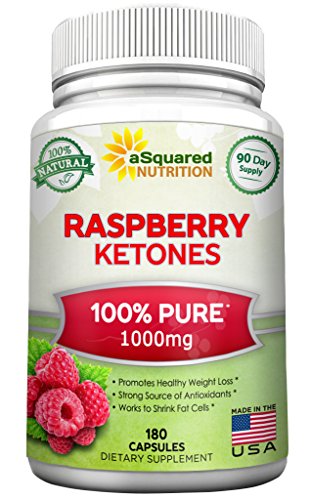 Product Cover 100% Pure Raspberry Ketones 1000mg - 180 Capsules - All Natural Weight Loss Supplement, Max Strength Plus Appetite Suppressant Diet Pills, Premium Lean Health Extract to Boost Energy & Metabolism