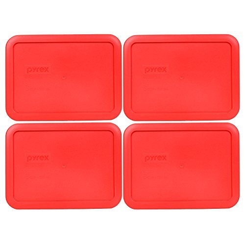 Product Cover Pyrex 7210-PC Rectangle Red 3 Cup Storage Lid for Glass Dish (4, Red)