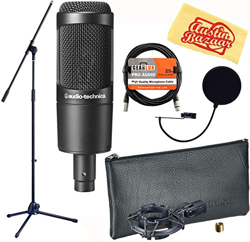 Product Cover Audio-Technica AT2035 Cardioid Condenser Microphone Bundle with Boom Stand, Pop Filter, XLR Cable, and Austin Bazaar Polishing Cloth