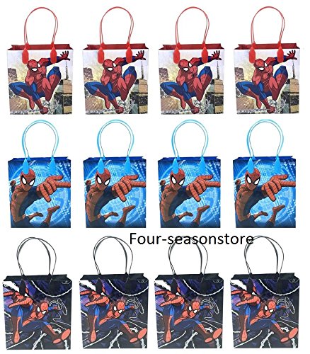 Product Cover Spiderman Party Favor Goodie Small Gift Bags 12 Pcs
