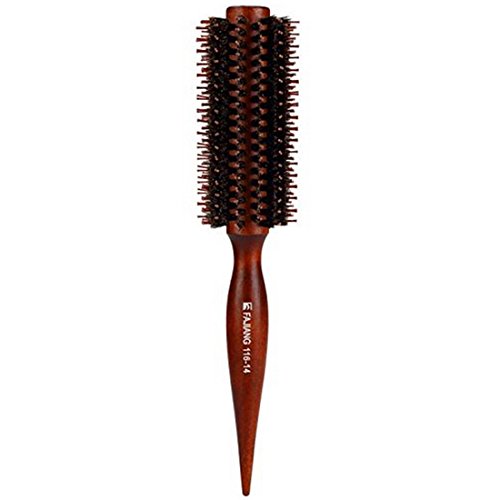 Product Cover Minalo Styling Essentials 100% Natural Boar Bristles Hair Brush With Pin Tail, Round Comb Ruled 2.1-Inch