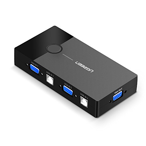 Product Cover UGREEN USB KVM Switch Box 2 Port VGA Video Sharing Adapter 2 in 1 Out Manual Switcher with USB Cables for Computer, PC, Laptop, Desktop, Monitor, Printer, Keyboard, Mouse Control