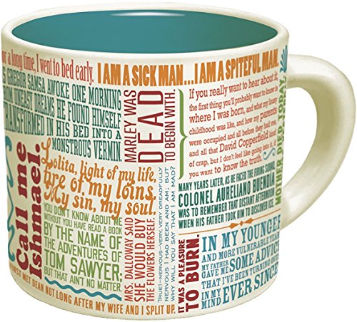 Product Cover First Lines Literature Coffee Mug - The Greatest Opening Lines Of Literature, From Anna Karenina to Slaughterhouse Five - Comes in a Fun Gift Box - by The Unemployed Philosophers Guild
