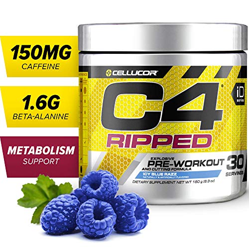 Product Cover C4 Ripped Pre Workout Powder Icy Blue Razz | Creatine Free + Sugar Free Preworkout Energy Supplement for Men & Women | 150mg Caffeine + Beta Alanine + Weight Loss | 30 Servings