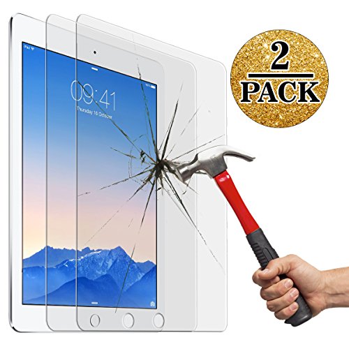 Product Cover Screen Protector for New iPad 9.7inch (2017)，IPad Air 1 2/ Ipad Pro 9.7 Inch (2 Packs), Jusney 0.33mm Ultra Thin 9H Hard Crystal Clear Tempered-Glass High Response 3D Touch