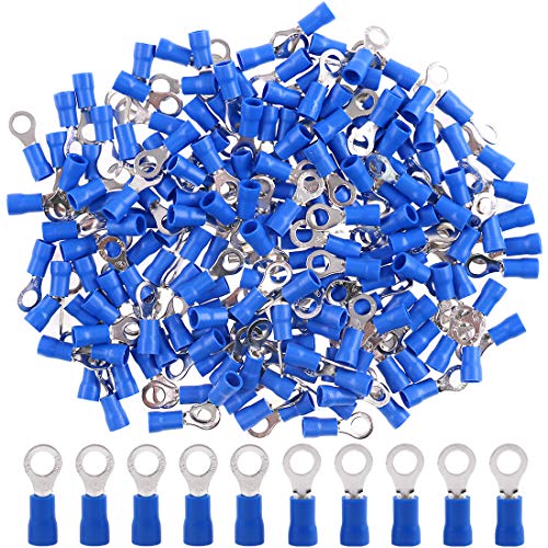 Product Cover Hilitchi 100Pcs 16-14AWG Insulated Terminals Ring Electrical Wire Crimp Connectors (Blue, M5)