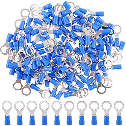 Product Cover Hilitchi 100Pcs 16-14AWG Insulated Terminals Ring Electrical Wire Crimp Connectors (Blue, M8)
