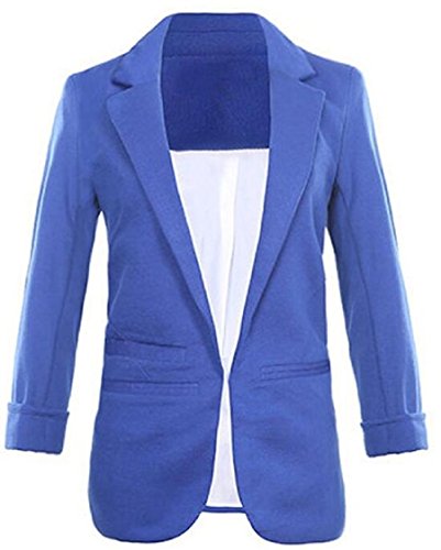 Product Cover Faddish Women's Cotton Basic Boyfriend Ponte Rolled Blazer Jacket Suits