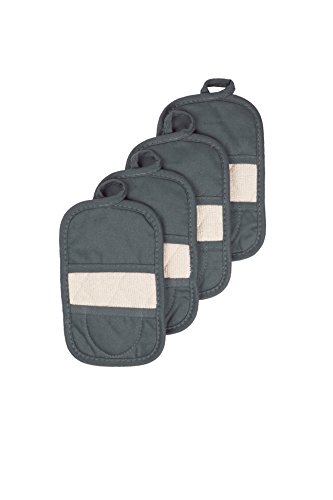 Product Cover Ritz Royale Collection 100% Cotton Terry Cloth Mitz, Dual-Function Pot Holder/Oven Mitt Set, 4-Pack, Graphite
