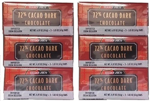 Product Cover 18 Trader Joes 72% CACAO Dark Chocolate Candy Bars NO ARTIFICIAL FLAVORS NO PRESERVATIVES