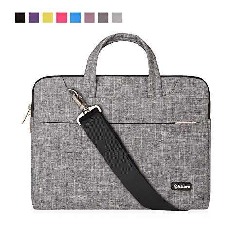 Product Cover Qishare 11.6 12 inch Laptop Case Laptop Shoulder Bag, Multi-functional Notebook Sleeve Carrying Case With Strap for Notebook Microsoft Surface Pro 6/5/4/3 Macbook Air 11 12(Gray Lines)
