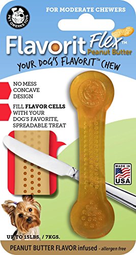 Product Cover Pet Qwerks Flavorit -Peanut Butter Flavored Flex Bone for Moderate Chewers (Made in the USA), Small
