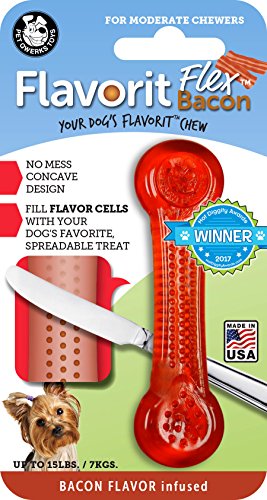 Product Cover Pet Qwerks Flavorit -Bacon Flavored Flex Bone for Moderate Chewers (Made in the USA), Small