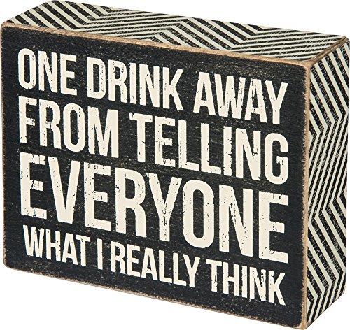 Product Cover Primitives by Kathy Chevron Trimmed Box Sign, One Drink Away