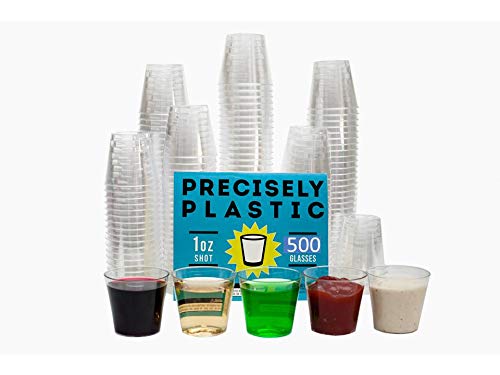 Product Cover 500 Shot Glasses Premium 1oz Clear Plastic Disposable Cups, Perfect Container for Jello Shots, Condiments, Tasting, Sauce, Dipping, Samples