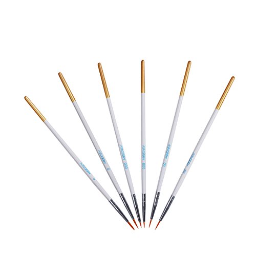 Product Cover MEEDEN Detail Paint Brush Set - 6 Miniature Art Brushes for Fine Detailing & Art Painting - Acrylic, Watercolor, Oil - Miniatures, Models, Airplane Kits, Nail(Nylon Hair)