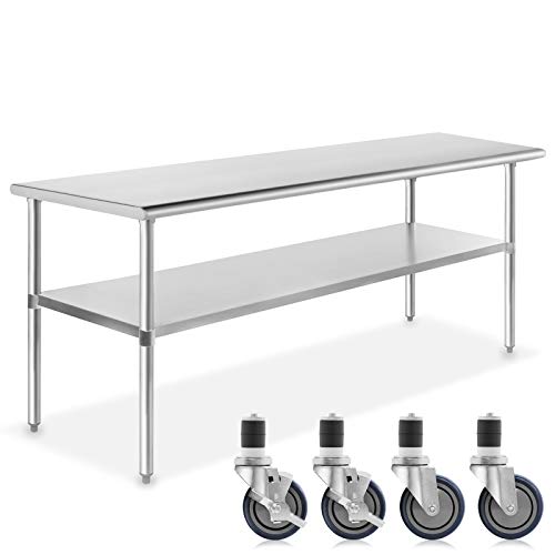 Product Cover GRIDMANN NSF Stainless Steel Commercial Kitchen Prep & Work Table w/ 4 Casters (Wheels) - 60 in. x 30 in.