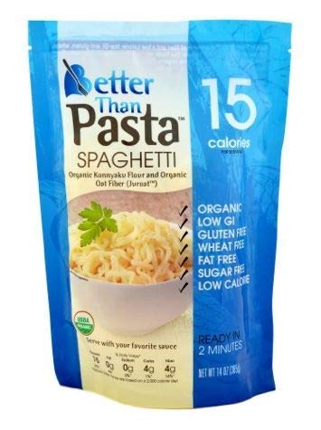 Product Cover Better Than Pasta. Certified Organic. Vegan, Gluten-Free, Non-GMO, Konjac, Shirataki Spaghetti Noodles 14 Ounces (6 pack)