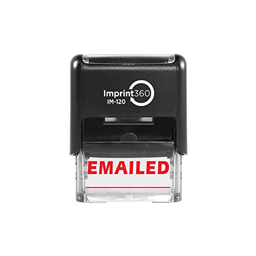 Product Cover Imprint 360 AS-IMP1032 - EMAILED w/Signature Line, Heavy Duty Commerical Quality Self-Inking Rubber Stamp, Red Ink, 9/16
