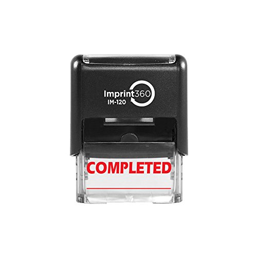 Product Cover Imprint 360 AS-IMP1037 - Completed w/Signature Line, Heavy Duty Commerical Quality Self-Inking Rubber Stamp, Red Ink, 9/16