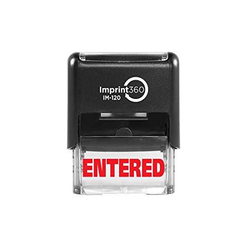 Product Cover Imprint 360 AS-IMP1028 - Entered, Heavy Duty Commerical Quality Self-Inking Rubber Stamp, Red Ink, 9/16