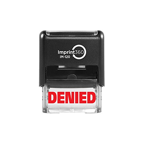 Product Cover Imprint 360 AS-IMP1022 - Denied, Heavy Duty Commerical Quality Self-Inking Rubber Stamp, Red Ink, 9/16