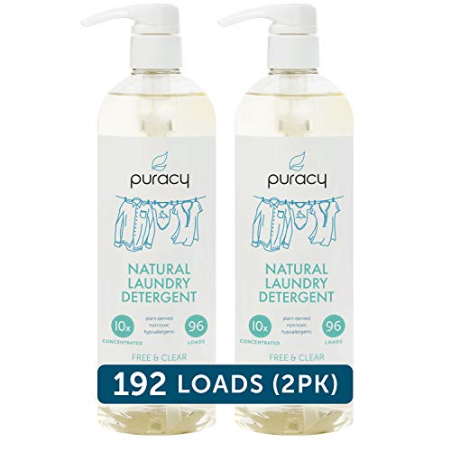 Product Cover Puracy Natural Liquid Laundry Detergent, Hypoallergenic, Effective, Free & Clear, 24 Ounce (2-Pack)