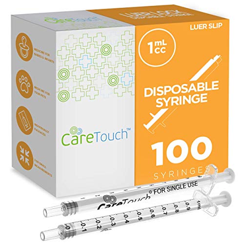 Product Cover 1ml Syringe Only - 100 Sterile Syringes by Care Touch (No Needle) (1ml Luer Slip Tip, 100)