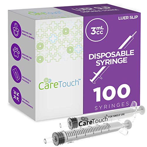 Product Cover Care Touch 3 mL Syringe Luer Slip Tip | 100 Sterile Syringes with No Needle | for Oral Medication Dispensing and Home Care