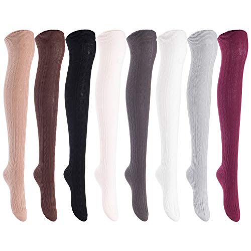 Product Cover Lian LifeStyle Women's 4 Pairs Adorable Thigh High Cotton Socks LW1024 Size 6-9