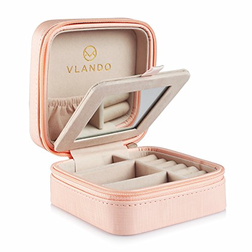 Product Cover Vlando Small Travel Jewelry Box Organizer Display Storage Case for Rings Earrings Necklace (Pink)