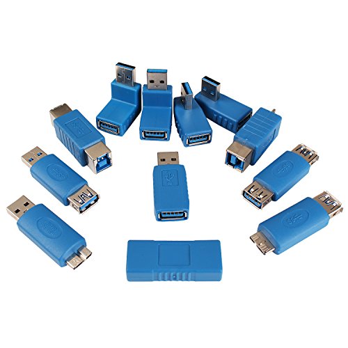 Product Cover USB 3.0 Adapter Couplers Toolkit Type A to B or MicroB or Mini and Male to Female Adapters