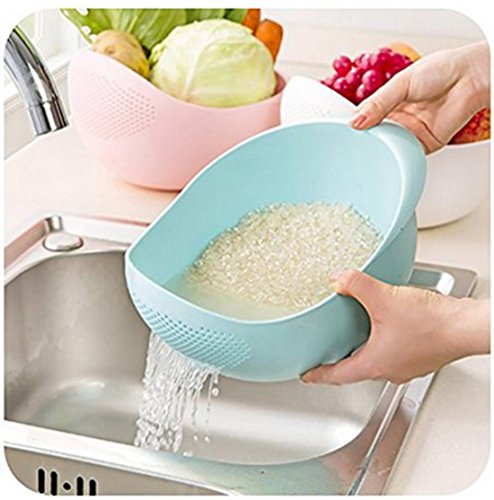 Product Cover MosQuick® Big Size Plastic Grains & Vegetables Washing Bowl & Strainer (Blue)