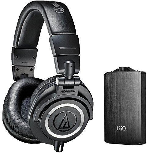 Product Cover Audio Technica ATH-M50X Professional Studio Headphones (Black) with FiiO A3 Portable Headphone Amplifier (Black)
