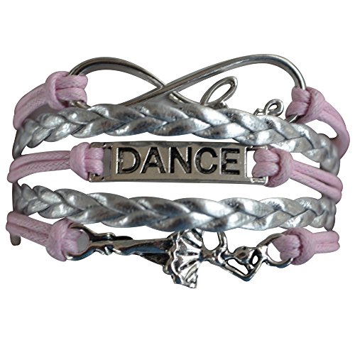 Product Cover Infinity Collection Dance Bracelet- Dance Jewelry - Pink Infinity Love Ballerina Charm Bracelet, for Dance Recitals