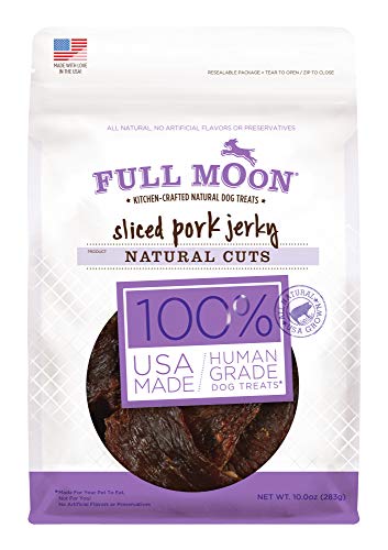 Product Cover Full Moon All Natural Human Grade Dog Treats, Natural Cut Jerky, Sliced Pork , 10 Ounce