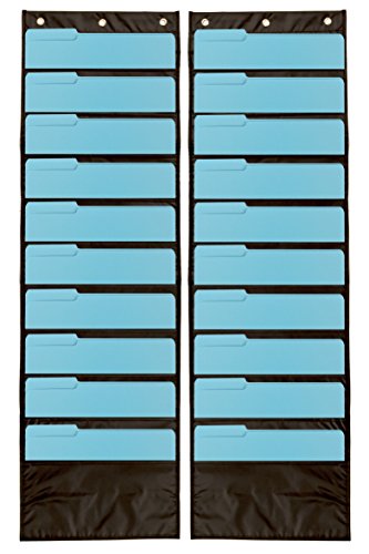 Product Cover 2-Pack Premium Wall Storage Pocket Charts/Organizers (Black) - The Perfect Pocket Chart for Classroom, School, Office or Home Use