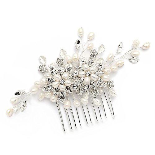 Product Cover Mariell Genuine Freshwater Pearl Wedding Hair Comb - Designer Bridal Headpiece with Crystal Sprays
