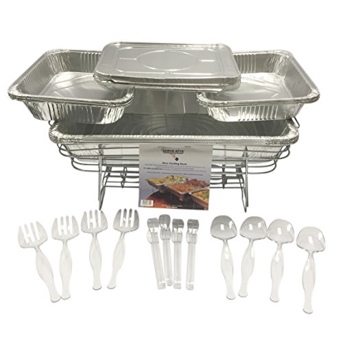 Product Cover 30 Piece Chafing Buffet Set, Includes 6 Half Pans, Covers and Serving Utensils