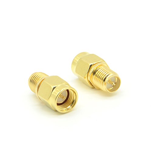 Product Cover RF design SMA Male Plug to RP-SMA Female 2 Pieces RF coaxial Coax Adapter Coupling Nut Connector Golden