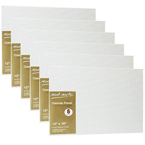 Product Cover Mont Marte Canvas Panel (pack of 6), 12 X 16 inches, Canvas Panel Great for Students to Professional Artists