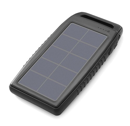 Product Cover Nekteck Solar Charger 10000mAh Rain-Resistant Dirt/Shockproof Dual USB Port Portable Charger Battery with High-Efficiency SunPower Solar Panel Backup Power Pack for All USB Supported Devices, Black