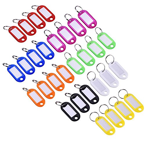 Product Cover Mudder 30 Pieces Multi-colors Plastic Key Tags ID Fobs Luggage ID Labels with Split Ring Keyring